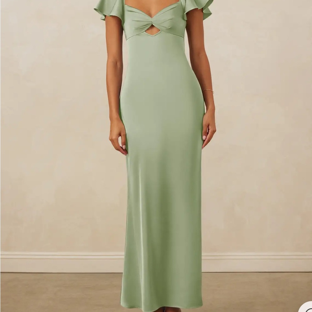 Azazie x Christian S Sage Green dress size 6